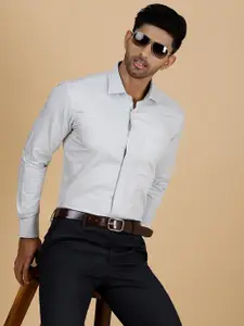 METAL Slim Fit Spread Collar Long Sleeves Cotton Formal Shirt