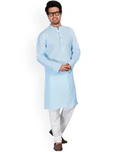 Authentics Zari Pure Cotton Mandarin Collar Straight Kurta