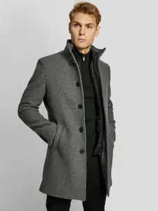 Bruun & Stengade Stand Collar Slim-Fit Single-Breasted Overcoat