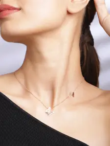Rubans 18K Rose Gold Plated Stainless Steel Tarnish Free Demi-Fine Butterfly Necklace