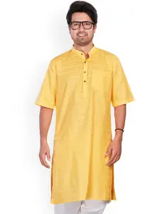 Authentics Woven Design Mandarin Collar Pure Cotton Kurta