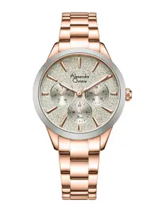 Alexandre Christie Women Embellished Dial & Stainless Steel Bracelet Style Straps Analogue Watch