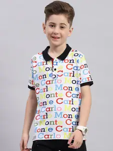 Monte Carlo Boys Typography Printed Polo Collar Cotton T-shirt