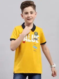 Monte Carlo Boys Typography Printed Polo Collar Cotton T-shirt