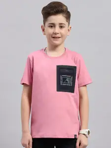 Monte Carlo Boys Round Neck Short Sleeves Typographic Printed Regular Fit Cotton T-shirt