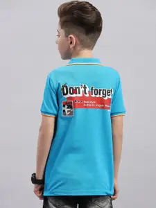 Monte Carlo Boys Polo Collar Short Sleeves Typography Printed Regular Fit Cotton T-shirt