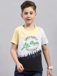 Monte Carlo Boys Round Neck Short Sleeves Typographic Printed Regular Fit Cotton T-shirt