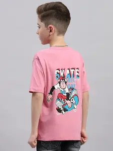 Monte Carlo Boys Typography Drop-Shoulder Sleeves Applique T-shirt