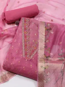 Meena Bazaar Floral Woven Design Art Silk Unstitched Dress Material