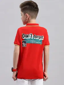 Monte Carlo Boys Typography Printed Polo Collar Cotton T-shirt