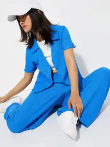 max URB_N Women Textured Cropped Shirt Style Top