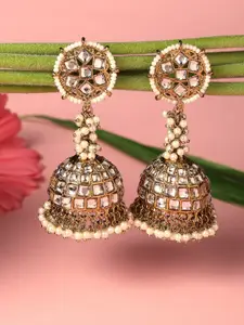 Zaveri Pearls Artificial Kundan Gold Plated Jhumkas