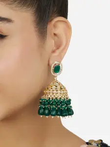Zaveri Pearls Artificial Stones and Beads Gold Plated Jhumkas