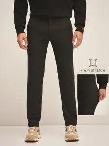 THE BEAR HOUSE Men Solid 4 Way Stretch Formal Trouser
