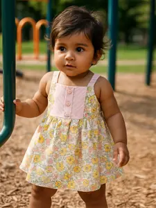 MeeMee Girls Floral Printed Applique Fit & Flare Dress