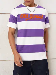 Kook N Keech Typography Printed Striped Casual T-shirt
