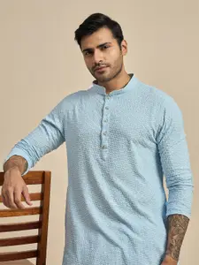 Anouk Geometric Embroidered Mandarin Collar Thread Work Straight Kurta