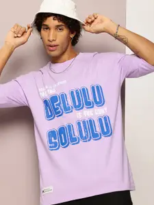 Kook N Keech Men Typography Printed Drop-Shoulder Sleeves Oversized Pure Cotton T-shirt