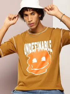 Kook N Keech Men Graphic Printed Drop-Shoulder Sleeves Oversized Pure Cotton T-shirt