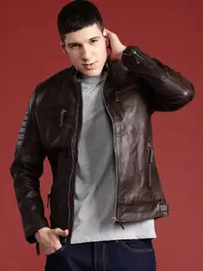 Leather Retail Men Multi-Pocket Leather Biker Jacket