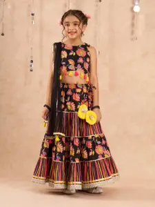 LIL DRAMA Girls Printed Ready to Wear Cotton Lehenga & Blouse With Dupatta