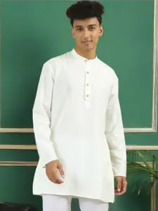 TATTVA Mandarin Collar Summer Sheers Cotton Straight Short Kurta