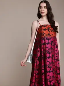 bebe Floral A-Line Midi Dress
