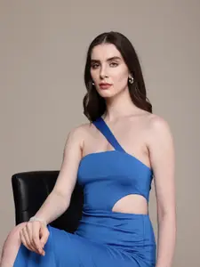 bebe Cut-Out Tulip Hem High Slit Maxi Party Dress