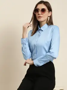 Hancock Women Classic Spread Collar Solid Cotton Formal Shirt