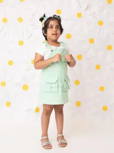 Babys Day Infants Girls Dungaree With Printed T-Shirt