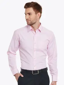 English Navy Men Solid Wrinkle Free Slim Fit Formal Shirt