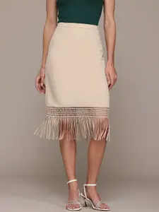 bebe Soft Romance Fringed Bohemian Skirt