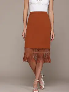 bebe Soft Romance Fringed Bohemian Skirt