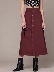 Roadster Denim Midi A-Line Skirt