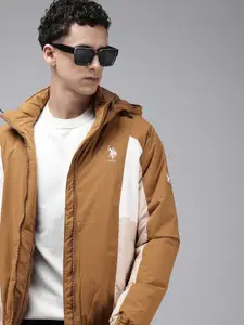 U.S. Polo Assn. Colourblocked Puffer Jacket With Detachable Hood