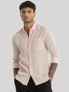 Snitch Men Smart Slim Fit Linen Opaque Casual Shirt
