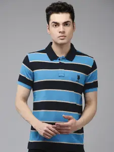 U.S. Polo Assn. Striped Polo Collar Pure Cotton Slim Fit T-shirt
