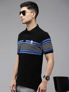 U.S. Polo Assn. Striped Slim Fit Pure Cotton Polo Collar T-shirt