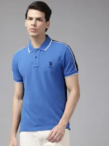 U.S. Polo Assn. Colourblocked Polo Collar Pure Cotton T-shirt