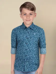 Allen Solly Junior Boys Spread Collar Floral Printed Cotton Slim Fit Casual Shirt