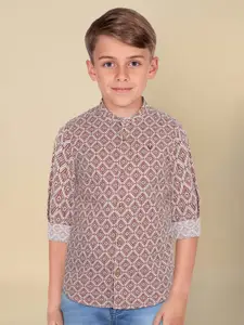 Allen Solly Junior Boys Band Collar Ethnic Printed Cotton Casual Shirt