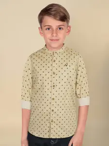 Allen Solly Junior Boys Band Collar Micro Ditsy Printed Cotton Casual Shirt