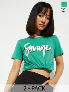 max URB_N Women Pack of 2 - Typographic Printed T-shirt