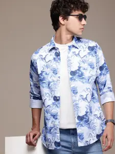 French Connection Slim Fit Opaque Abstract Printed Pure Cotton Casual Shirt