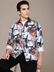 French Connection Slim Fit Abstract Printed Pure Cotton Casual Shirt