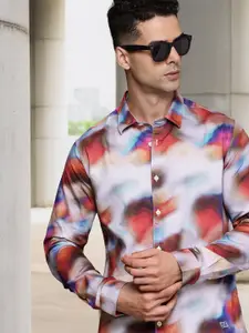 French Connection Slim Fit Abstract Printed Pure Cotton Casual Shirt