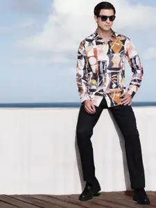 French Connection Slim Fit Geometric Printed Pure Cotton Casual Shirt