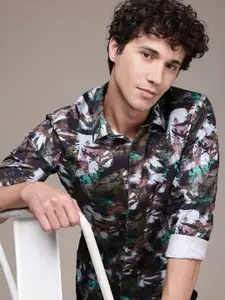 French Connection Slim Fit Abstract Printed Pure Cotton Casual Shirt