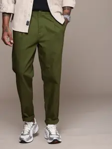 The Roadster Life Co. Men Pure Cotton Relaxed Pleated Trousers