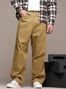 The Roadster Life Co. Men Pure Cotton Baggy Fit Chinos Trousers